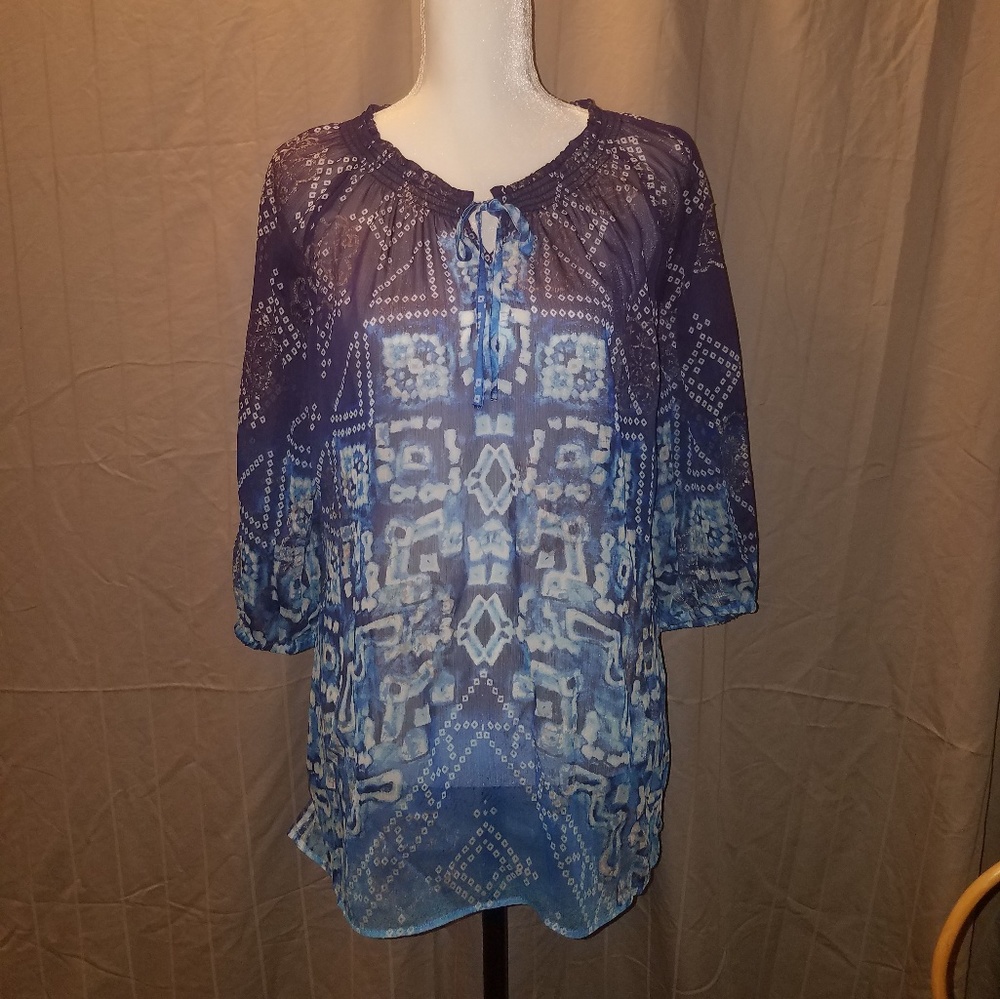 Chico's long sleeve sheer tunic size 1